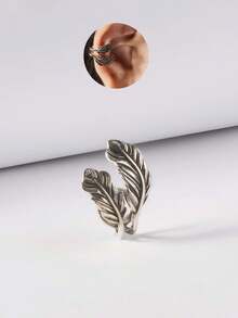 1pc Vintage Creative Distressed Copper Material No Piercing Snake Ear Cuff/Smooth Snake Ear Cuff/Pixiu Ear Cuff/Feather Ear Cuff, Suitable For Men And Women Streetwear, Party, Daily Wear, Random Left Or Right - Snake Ear Clip - View 5