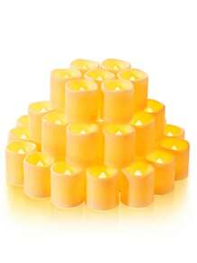 6/12/24 piezas Velas té LED, realistas y brillantes, parpadeo sin llama, a pilas con luz amarilla cálida, adecuadas para decoración de bodas, Día de San Valentín, feriados, con baterías incluidas para Pascua