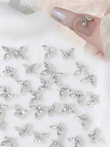 20pcs 3D Butterfly Charms SS5 CZ + Nickel-Free Alloy For Nail Art