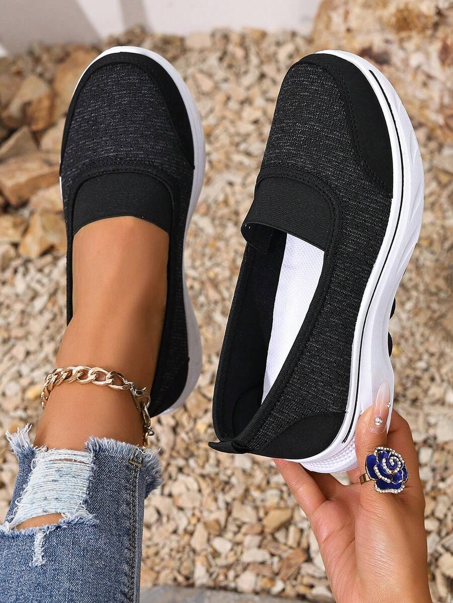 2025 Damskie uniwersalne trampki casualowe, jednokolorowe oddychające wsuwane buty sportowe na wiosnę, lato i jesień