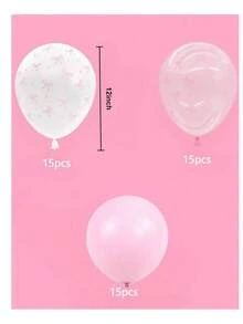 45/90 个 12 英寸浅粉色和透明白色蝴蝶结印花气球，适合女孩生日派对、单身派对、蝴蝶结主题生日、迎婴派对、新娘送礼会、婚礼、周年纪念装饰、女孩生日装饰、迎婴派对装饰、性别揭晓、迎婴派对礼物 - 粉色 - 查看 15