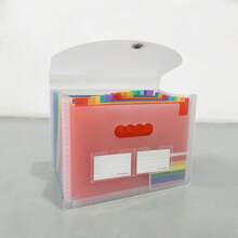 1 pieza Carpeta acordeón con capacidad grande a cuadros negra, adecuada para almacenar documentos tamaño A4, diseño con cierre y correa colgante, útiles escolares