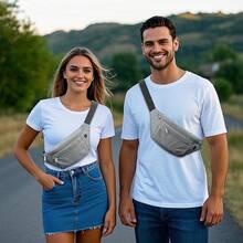 Entchin Fanny Pack Women Men,Crossbody Belt Bag With 4-Zipper Pockets,Adjustable Waist Bag Pack,One Of Most Popular Travel Essential Gifts Walking,Traveling,Cycling - 灰色 - 查看 2