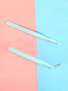 Bộ 2 nhíp dễ thương màu đen/xanh dương, đầu nhíp cong/thẳng nhiều màu sắc, nhẹ, tiện dụng để gắp nhãn dán và keo dán, dụng cụ hỗ trợ gia đình. - Nhiều màu - Xem 2