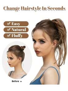 Synthetic Hair Bun Chignon Messy Curly Hair Band Elastic Scrunchy False Hair Pieces For Women Hairpins Black Brown Synthetic Elastic Curly Messy Bun Hairpieces Scrunchie Black Blonde Brown Natural Fake Hair Chignon Band Updo Donut For Women - Multicolor - View 5