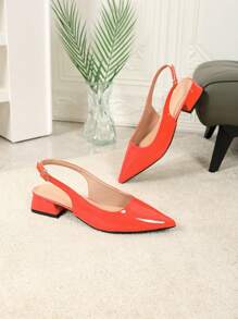 Sandales à talons épais et bout pointu, couleur unie, avec boucle et bride, design élégant et à la mode pour femme, idéales pour le printemps et l'automne.