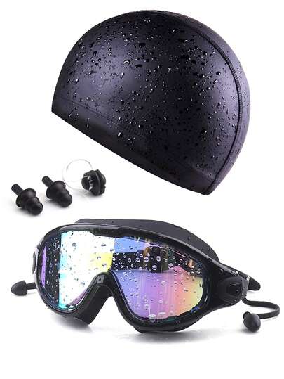 SHENYU (5pcs) 1pc Swimming Goggles, 1pc Swimming Cap, 1pc Nose Clip, 2pcs Earplugs Swimming Gear Set, Beach Essentials, Beach Accessories, Pool Float