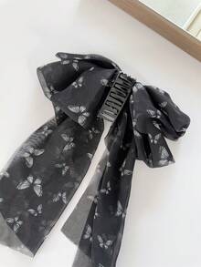 1 件女士优雅面料蝴蝶印花发夹蝴蝶结，马尾辫、发髻、沙滩、休闲装束发饰，波西米亚风格美容爪夹 - 彩色 - 查看 6