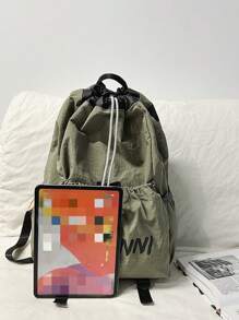 1 pieza Mochila deportiva unisex de nailon ligero con cordón, bolsa de gimnasio adecuada para bádminton, senderismo, camping, viajes, deportes, vacaciones