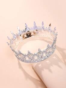 1pc Elegant Princess Headpiece, Rhinestone Crown Headband Adult Wedding Birthday Party Cosplay Accessory, Alloy Bridal Crown, Shiny Letter Design, Halloween - Multicolor - View 16