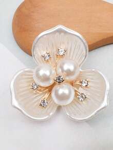 European & American Fashionable Camellia ABS Plastic Button Covers, Versatile Elegant Faux Pearl Flower Design Shirt & Cuff Buttons