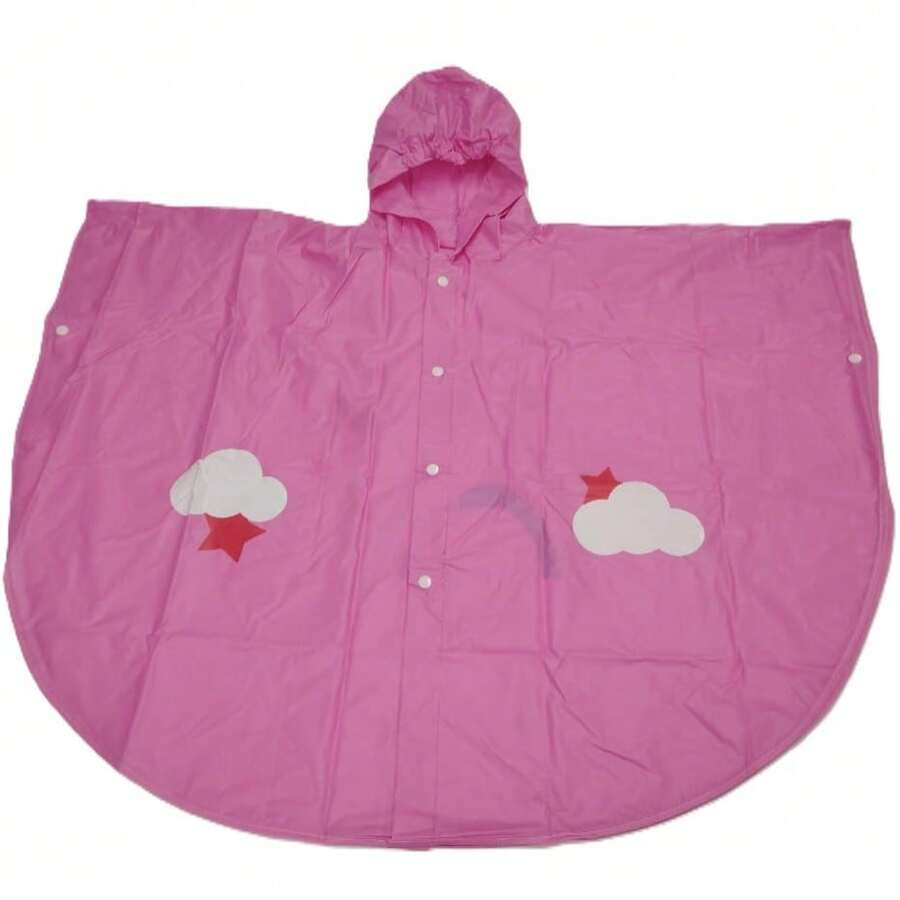 Impermeable para niños tipo capa colores y figuras variadas material resistente reutilizable uso cómodo protección contra lluvia y viento ideal para escuela y actividades al aire libre - Rosa - Ver 1