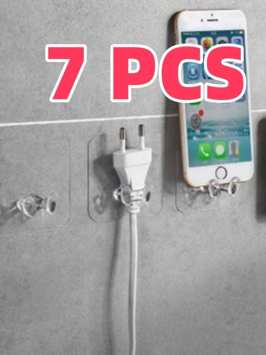 7Pcs Strong Kitchen Hook Transparent Adhesive Wall Hook Creative Socket Wall Hooks Promotion - Nhiều màu - Xem 1