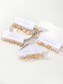 48/24/12 件复古朋克风格女士时尚优雅环形仿珍珠耳环套装，女士珠宝，波西米亚风格 - 百搭日常佩戴，适合日常、约会、派对、送给朋友的礼物 - 金色 - 查看 6