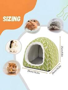 1pc Comfortable Polyester Guinea Pig Hideaway Bed - Small Pet Cave, Suitable For Rabbits, Hedgehogs, Ferrets, And Small Animals - Indoor Rabbit Hutch Accessory - Green - View 6