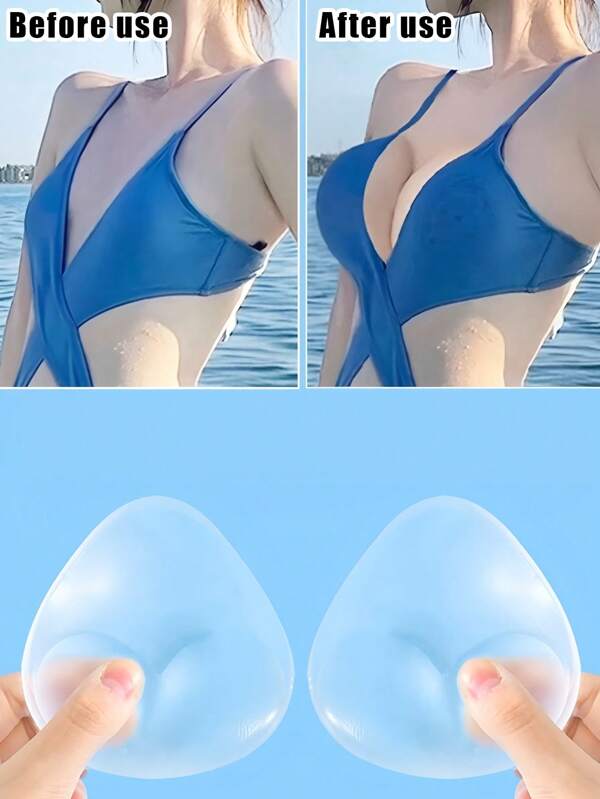 2pcs/Set Invisible Self-Adhesive Thicker Bikini Moulded Cup Inserts, Padded Bras, Waterproof For Sports