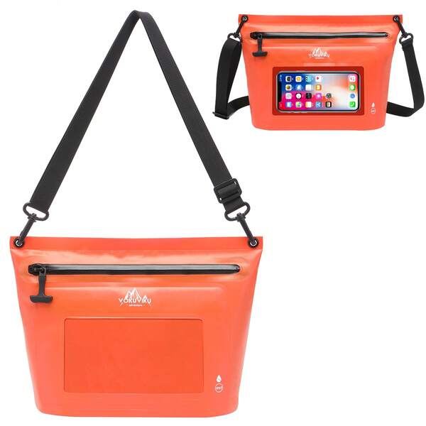 VOKUVIKU VOKUVIKU wasserdichte Tasche Beutel Schutzhülle 2-in-1 Handy wasserdichte Tasche Transparente PVC Outdoor Strand-Tasche Verstellbarer Gurt für Schwimmbad Strand Skifahren Reiten Meer Angeln, Orange