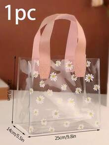 5pcs Daisy Printed Gift Bags, Transparent Pvc Gift Packaging Bags, Convenient Hand-Held Gift Bags, Suitable For Weddings, Small Business, Shopping, Parties, Birthday Parties And Other Holiday Gift Packaging, Valentine's Day Gifts, Holiday Gifts. - Daisy Gift Bag - View 12