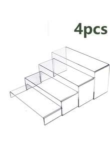 1 Set Of 8pcs Or 4pcs Large Clear Acrylic Risers, Transparent Rectangular Acrylic Display Stands, Decorative Cascading Display Rack, U-Shaped Acrylic Display Shelves, Cosmetic & Jewelry Display Stands - Multicolor - View 13