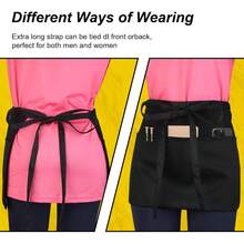 Server Waitress Waist Apron - Half Apron With 3 Pockets,2 Pack Black Short Aprons For Servers,Waiter Apron - 黑色 - 查看 2