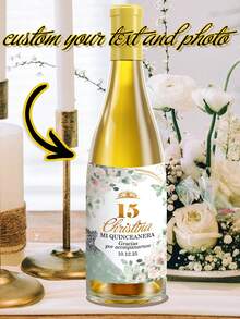 12 Pcs Custom Wine Bottle Labels Printed, 10x8cm, My Labels, My Fifth Year, Thank You Labels For 15 Years, Pink, Blue, Maroon, Burgundy, Personalized Wine Bottle Stickers, Wedding Wine Bottle Sticker, Party Bottle Sticker - Multicolor - View 11