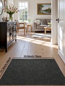 1 pieza Felpudo de tela de poliéster con textura tejida, diseño minimalista de dos tonos, patrón tejido moderno y elegante, fácil de limpiar, duradero, resistente al polvo, adecuado para la entrada - Gris Oscuro - Ver 15