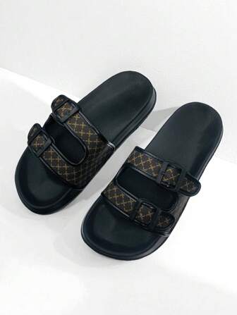 Sandalias de diapositivas ligeras para hombre, transpirables y cómodas, con cierre de hebilla de 2 correas, adecuadas para la playa, uso al aire libre, elegantes
