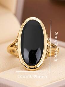 1 pieza Anillo de promesa vintage negro - Banda elegante de tono dorado, perfecto para uso diario u ocasiones especiales, joyería de uso diario (sin caja)