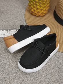 1 Pair Unisex Children Slip-On Comfortable Stitched Casual Flat Sports Shoes, Suitable For All Seasons