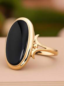 1 pieza Anillo de promesa vintage negro - Banda elegante de tono dorado, perfecto para uso diario u ocasiones especiales, joyería de uso diario (sin caja)