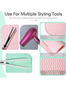 1 set di tappetini in silicone resistenti al calore, tappetino da viaggio portatile, adatto per piastre arricciacapelli, piastre per capelli, arricciacapelli, custodia da viaggio, strumenti per lo styling dei capelli, isolamento efficace, borsa portaoggetti con molletta, tappetino per arricciacapelli, facile da trasportare, essenziale per il ritorno a scuola, adatto per pettini, asciugacapelli, capelli, parrucchieri, viaggi, prodotti per lo styling dei capelli, strumenti per lo styling dei capelli, accessori per lo styling dei capelli, barbieri, attrezzature per lo styling dei capelli - Multicolore - Visualizzare 4