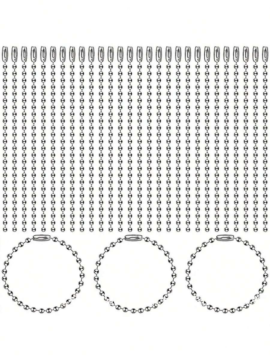 15/25/50/80/100 件可调节金属球链，4 英寸，带 2.4 毫米珠链连接器，钥匙扣标签链，适用于珠宝制作、DIY 工艺品、银/古银
