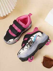 1 Pair Children's Fashion Skateboard Shoes With Convenient Button - Black - View 5