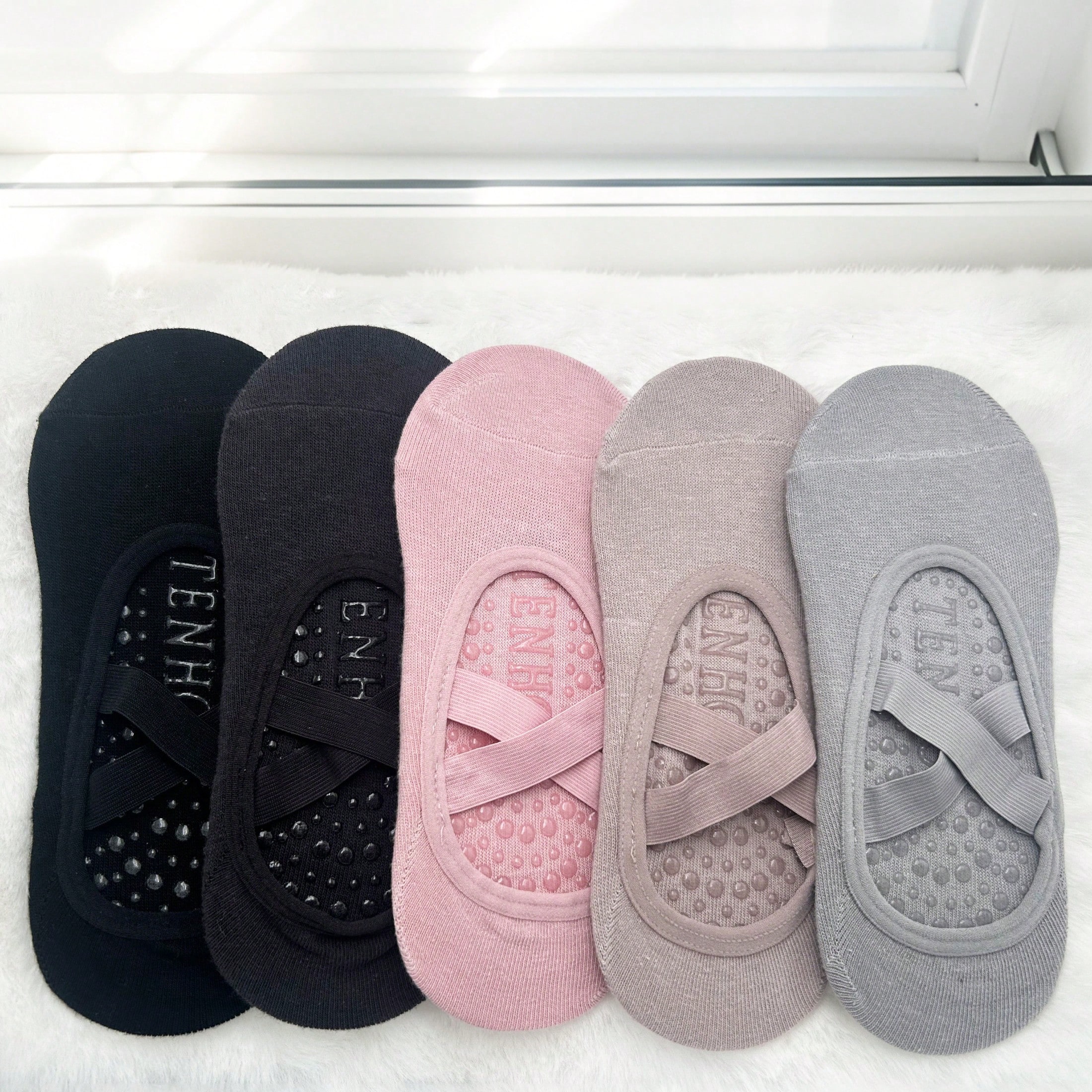 Pares de calcetines cortos de yoga para mujer con agarre antideslizante de silicona, calcetines de piso para Pilates, Barre y entrenamiento de primave