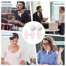Wireless Lavalier Microphone For Phone IPad TypeC Lapel Mics Plug-Play 2.4G Ultra-Low Delay Built-In Noise Reduction Chip 8H Working Time For Video Recording Interview Podcast Vlog - Pink - View 4