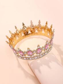 1pc Elegant Princess Headpiece, Rhinestone Crown Headband Adult Wedding Birthday Party Cosplay Accessory, Alloy Bridal Crown, Shiny Letter Design, Halloween - Multicolor - View 21