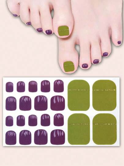 22pcs Toe Nail Stickers & 1pc Nail File, Cute Nail Art Decals, Full Wrap Nail Wraps For Girls And Women, DIY Nail Art Decorations