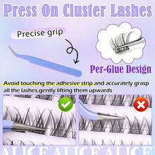 ALICE Self Adhesive Eyelashes Natural Self Adhesive Lash Clusters No Glue Needed Wispy Reusable Press On Lashes Pre-Glue 10-12mm 120pcs DIY Eyelash Extensions Kit With Lash Tweezers - F36 - View 6