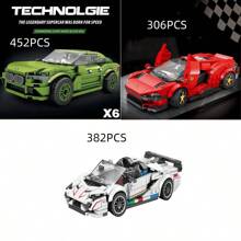 Juego de construcción de bloques premium de 8 ranuras para armar coches de carreras, modelo de supercoche deportivo. Juguete creativo de bricolaje de carreras deportivas, set de decoración de ensamblaje para fiestas, juguete de ensamblaje de alta calidad y desafiante, vehículo de cuatro ruedas gigante, ideal como colección de exhibición de oficina/regalo de cumpleaños