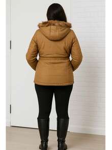 Women's Double-Sided Plush Parka Jacket With Removable Hood Pockets Casual Elegant Coated Fabric 2-In-1 Pocket Daily Travel Brunch Airport Outfits - Màu nâu  Mocha - Xem 10