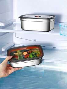 Cajas de almacenamiento de alimentos al vacío de acero inoxidable con tapas, cajas de almuerzo rectangulares selladas y a prueba de fugas, cajas de almacenamiento refrigerado y congelado de frutas para el hogar, cajas para calentar al horno y conservar la frescura, cajas para sopa de cocina de inducción, calentamiento universal para cocinas de inducción y eléctricas cerámicas, cajas de conservación de refrigerador y cajas selladas