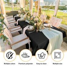 6/10/12 Pack Tablecloth 60 X 102 Inch Polyester Table Cloth For 6 Foot Rectangle Tables,Stain And Wrinkle Resistant Washable Fabric Table Covers Polyester White Table Clothes For Wedding,Party,Banquet - 黑色 - 查看 5