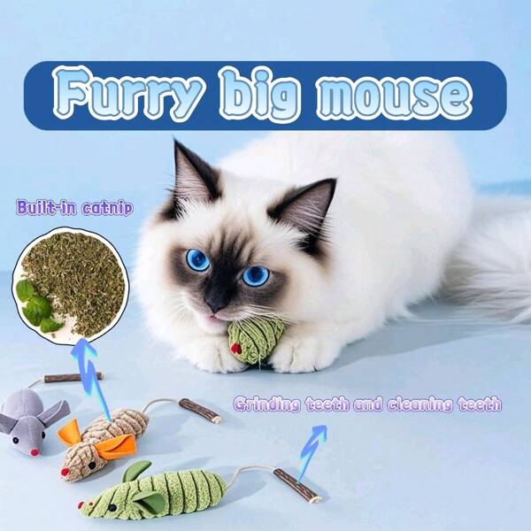 [Cat Toys To Prevent Boredom] Cat Cat Plush Doll, Pet Cat Chew Doll, Silvervine Kitten Chewing Mouse Doll, Toys For Cat Entertainment