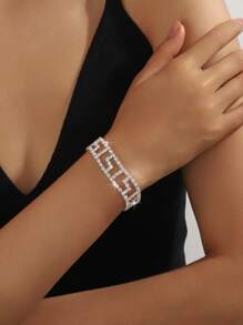 1 pulseira curta com strass e design vazado da moda para mulheres