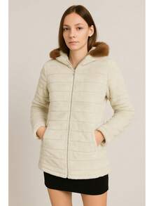 Women's Double-Sided Plush Parka Jacket With Removable Hood Pockets Casual Elegant Coated Fabric 2-In-1 Pocket Daily Travel Brunch Airport Outfits - Màu nâu  Mocha - Xem 5