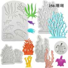 Set de 3 moldes de silicona con diseños marinos - concha marina, caracol y estrella de mar y coral, aptos para decoración de tartas DIY, chocolate, caramelos y manualidades con arcilla polimérica - moldes reutilizables para cocina y manualidades con diseño temático marino de silicona flexible