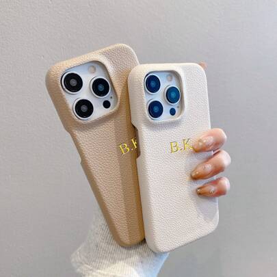 Personalized Customized Initials Letters 3D DIY Name Phone Case Compatible With IPhone 11 12 13 14 15 16 Pro Max Plus Luxury Korea Litchi Pattern PU Leather Cases Cover Compatible With IPhone 11 12 13 14 15 16 Pro Max Plus Gifts