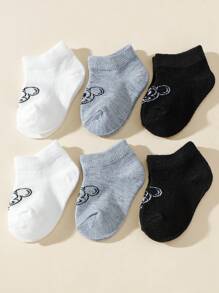 6 pares de calcetines cortos para el tobillo con estampado de Mickey Mouse para niños
