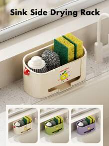 1pc Kitchen Sink Side Drying Rack – Angled Drainage Design Directs Water Into Sink, Large Capacity Storage For Sponges, Brushes & Soap Bottles. 1pc Kitchen Sink Side Drying Rack – Angled Drainage Design Directs Water Into Sink, Large Capacity Storage For Sponges, Brushes & Soap Bottles. Kitchen Organiser