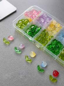 100pcs Tulip Flowers And Leaves Glass Beads For Jewelry Making Spacer Beads Kit Set For DIY Bracelets, Necklaces, Earrings, Bags, Phone Charms, Car Charms, Etc